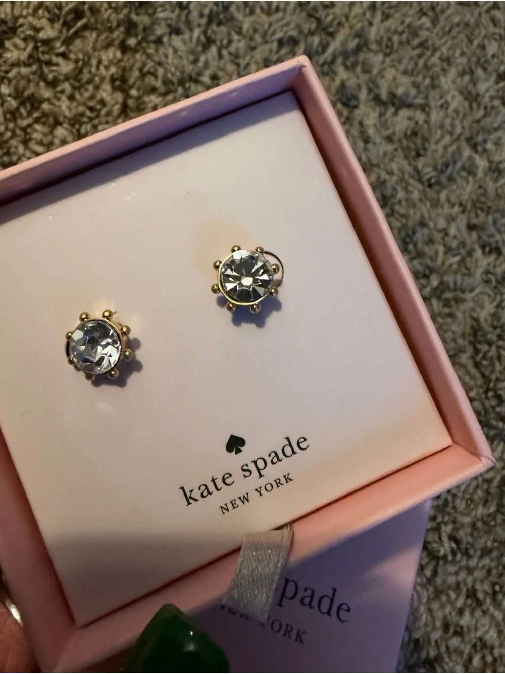 kate spade Gold-Tone Clear Crystal Stud Earrings - Picture 2 of 3